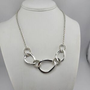 SAQ Silver Tone Abstract‎ Links Necklace